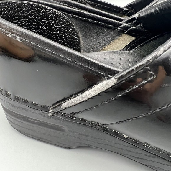 Dansko XP Black SZ 7.5 EUR 38 Black Shiny Patent Leather Clog Professional Shoe - Picture 2 of 11